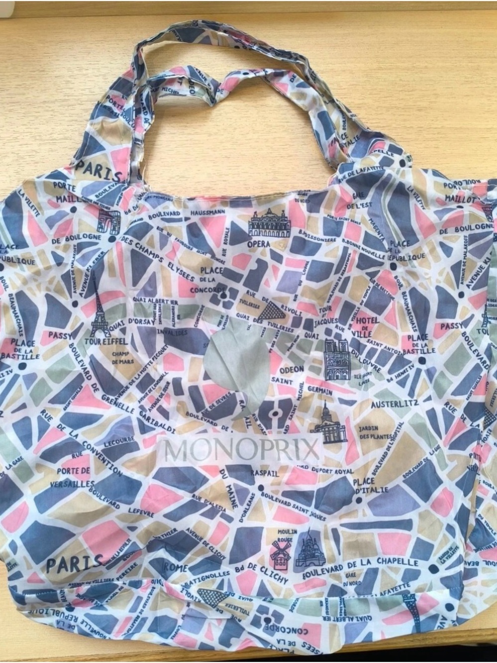 Monoprix Reusable Polyester Tote bag Paris Map Pattern From 2024 Paris